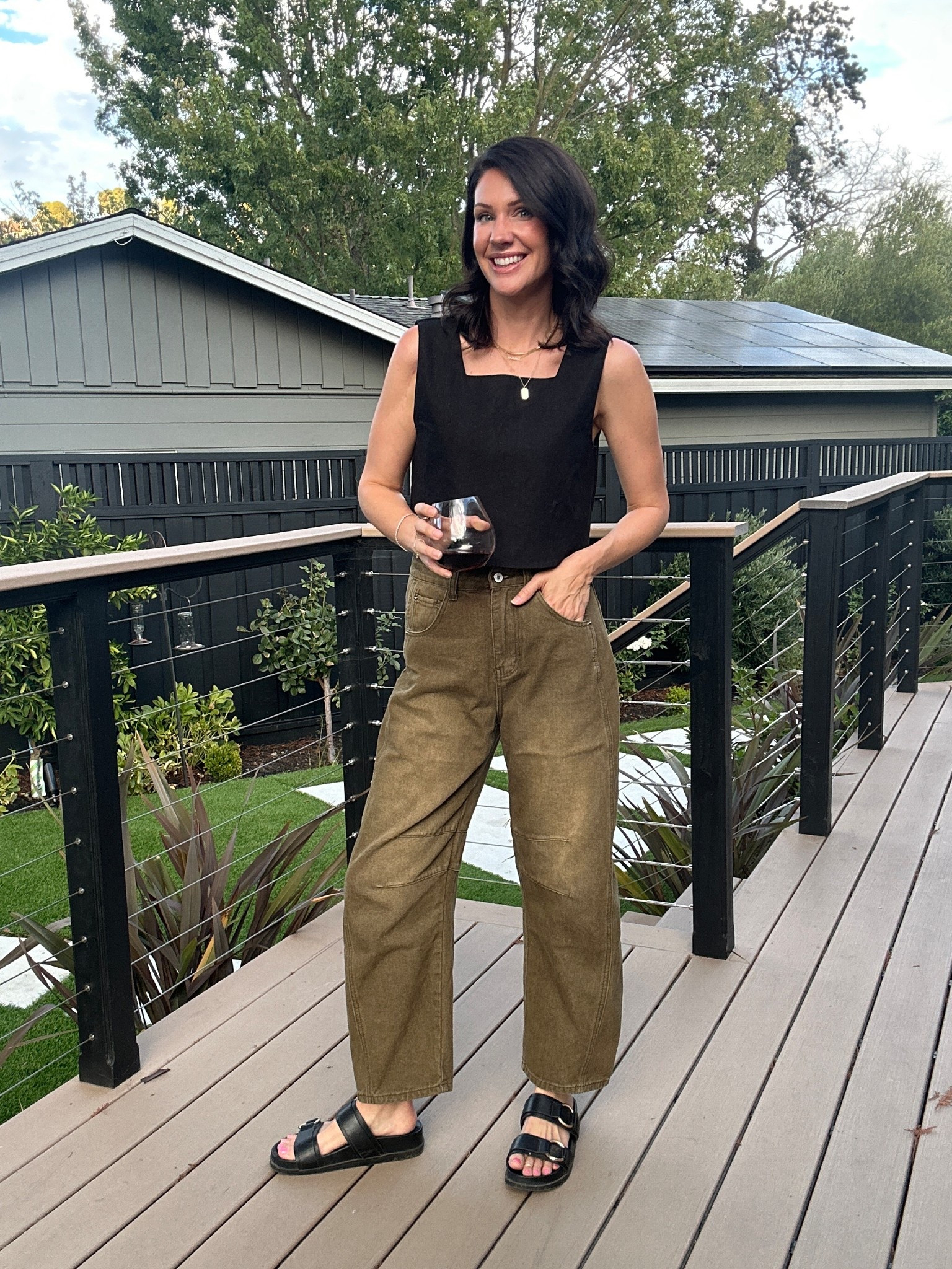 Casual dinner for a friends birthday. Jeans are tts and come in multiple colors. I am 5’9” for reference. The top was part of a two piece set and is no longer available but I tagged similar ones   the shoes are tts and have been a staple for over a year. I love the gold hardware  

#LTKSaleAlert #LTKFindsUnder100 #LTKFindsUnder50