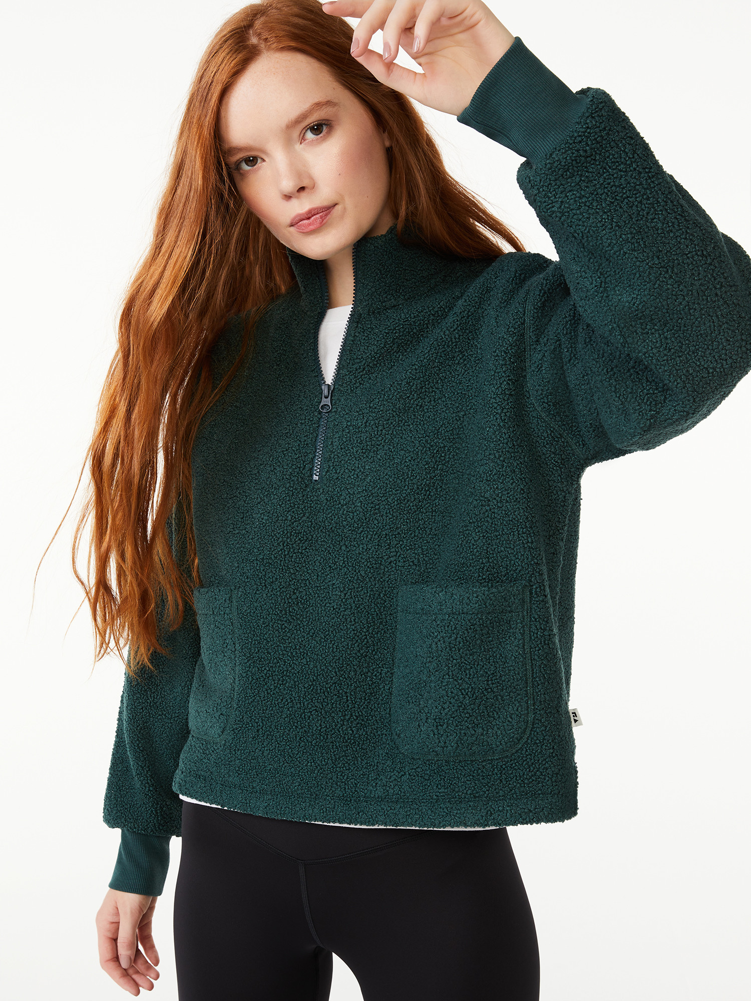 Free Assembly Women's Teddy Fleece Half Zip Sweatshirt - Walmart.com | Walmart (US)