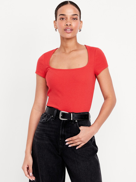 Ribbed Square-Neck T-Shirt | Old Navy | Old Navy (US)