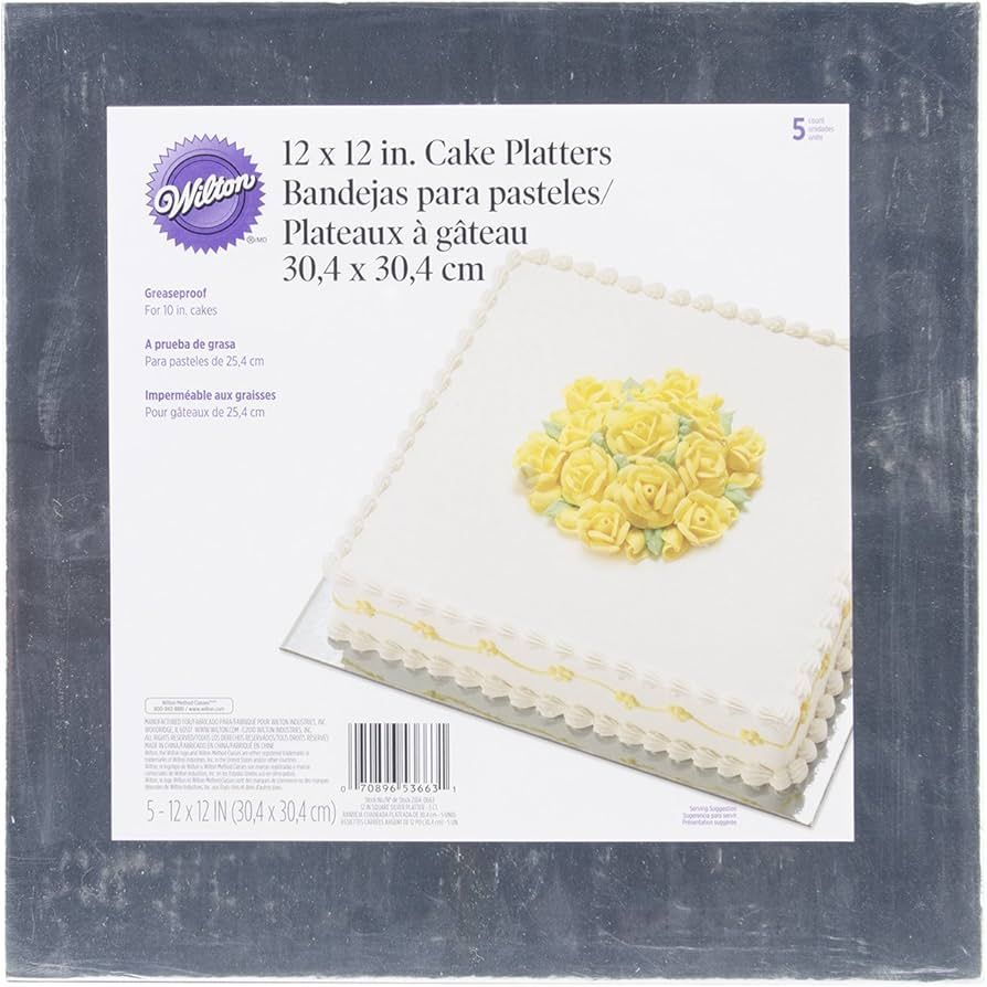 Wilton Silver 12-Inch Square Cake Platters, 5 Count | Amazon (US)