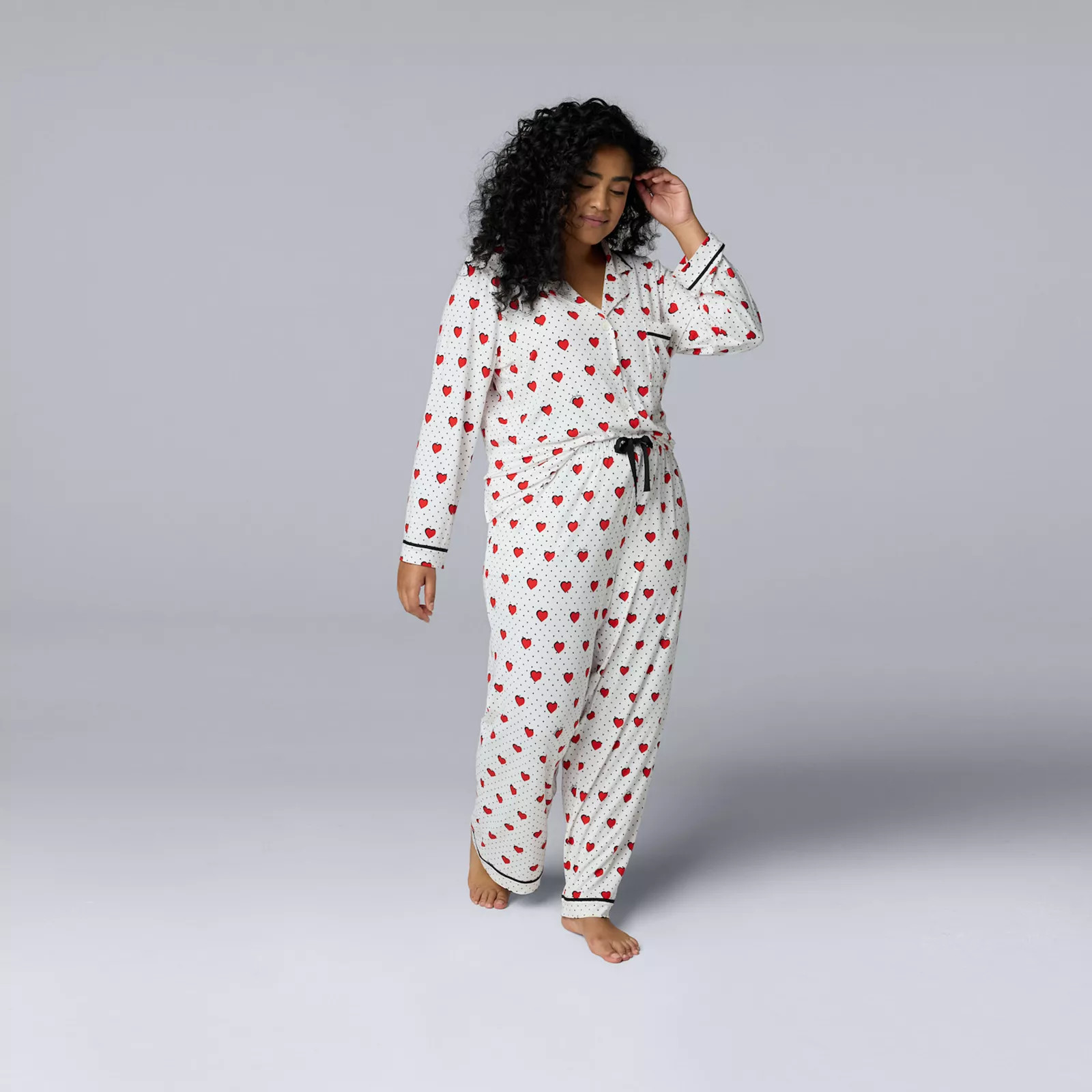 Plus Size Simply Vera Vera Wang Cozy Long Sleeve Pajama Top & Pajama Pants Set | Kohl's