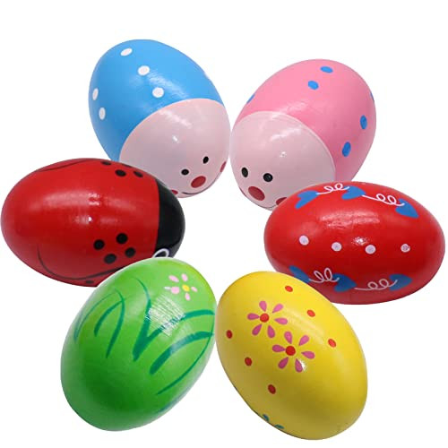 Ehome Easter Egg Shakers, Wooden Hand Percussion Instruments Maracas Musical Toy Eggs for Toddler an | Amazon (US)