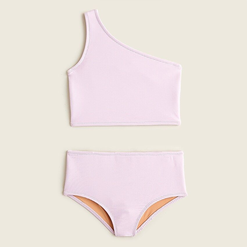 Girls' ribbed one-shoulder two-piece swimsuit with UPF 50+ | J.Crew US