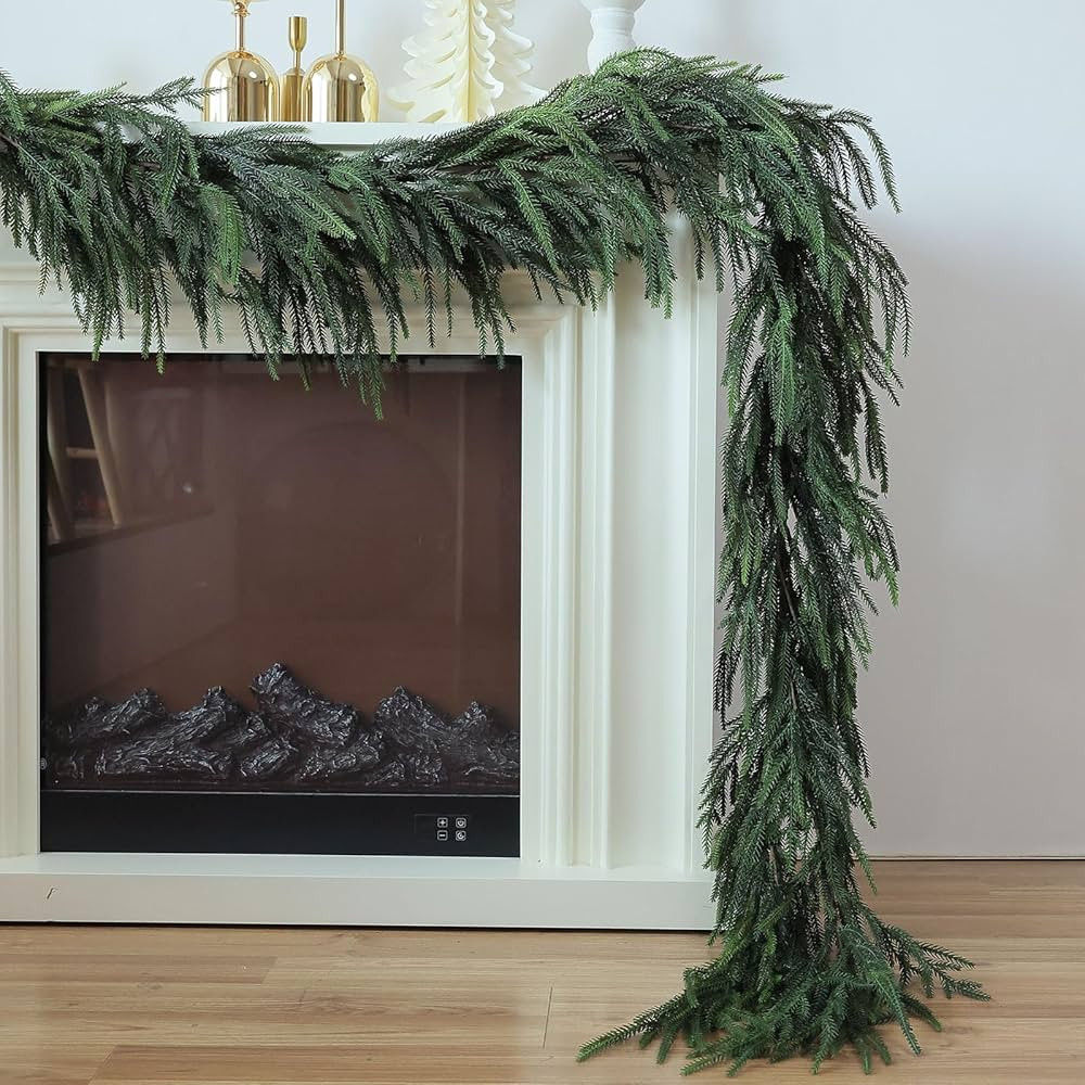 MIZII Christmas Garlands 6FT Artificial Norfolk Pine Garland Real Touch Faux Norfolk Pine Garland... | Amazon (CA)