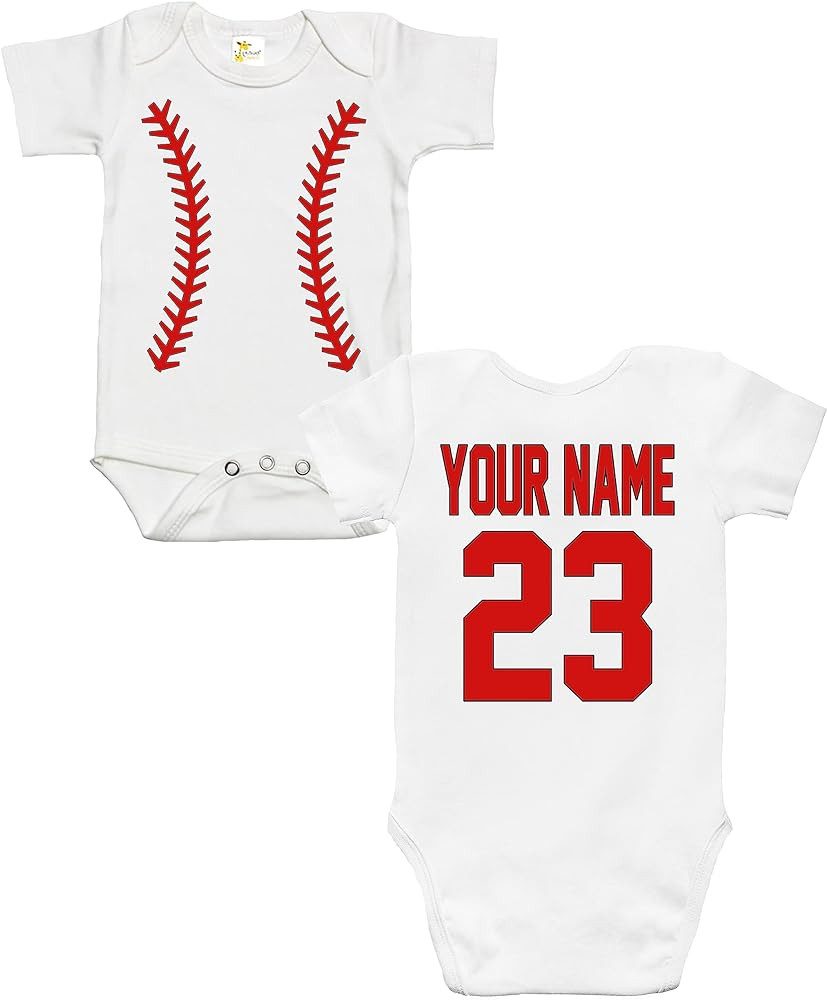 Baby Bodysuit - Baseball Custom Personalized Double Sided Jersey Name and Number | Amazon (US)