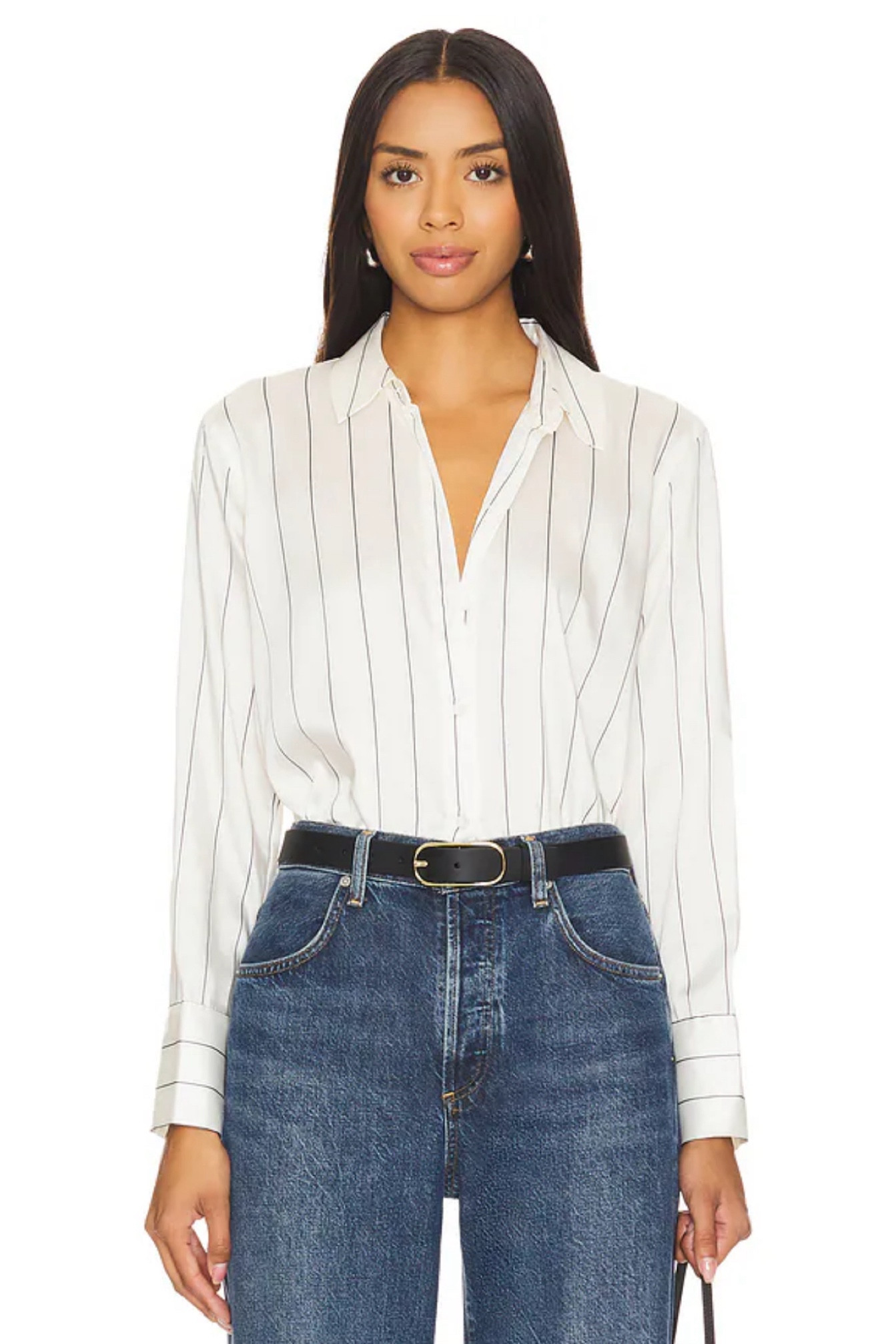 Simple spaced pinstripe elongates the torso. 

#LTKSeasonal #LTKStyleTip