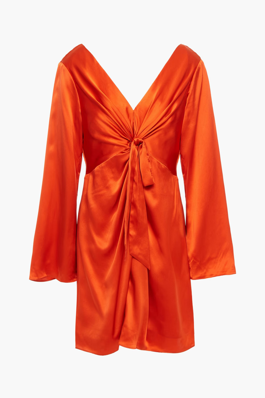Bright orange Knotted silk-satin mini dress | CINQ À SEPT | THE OUTNET | The Outnet (US and CA)