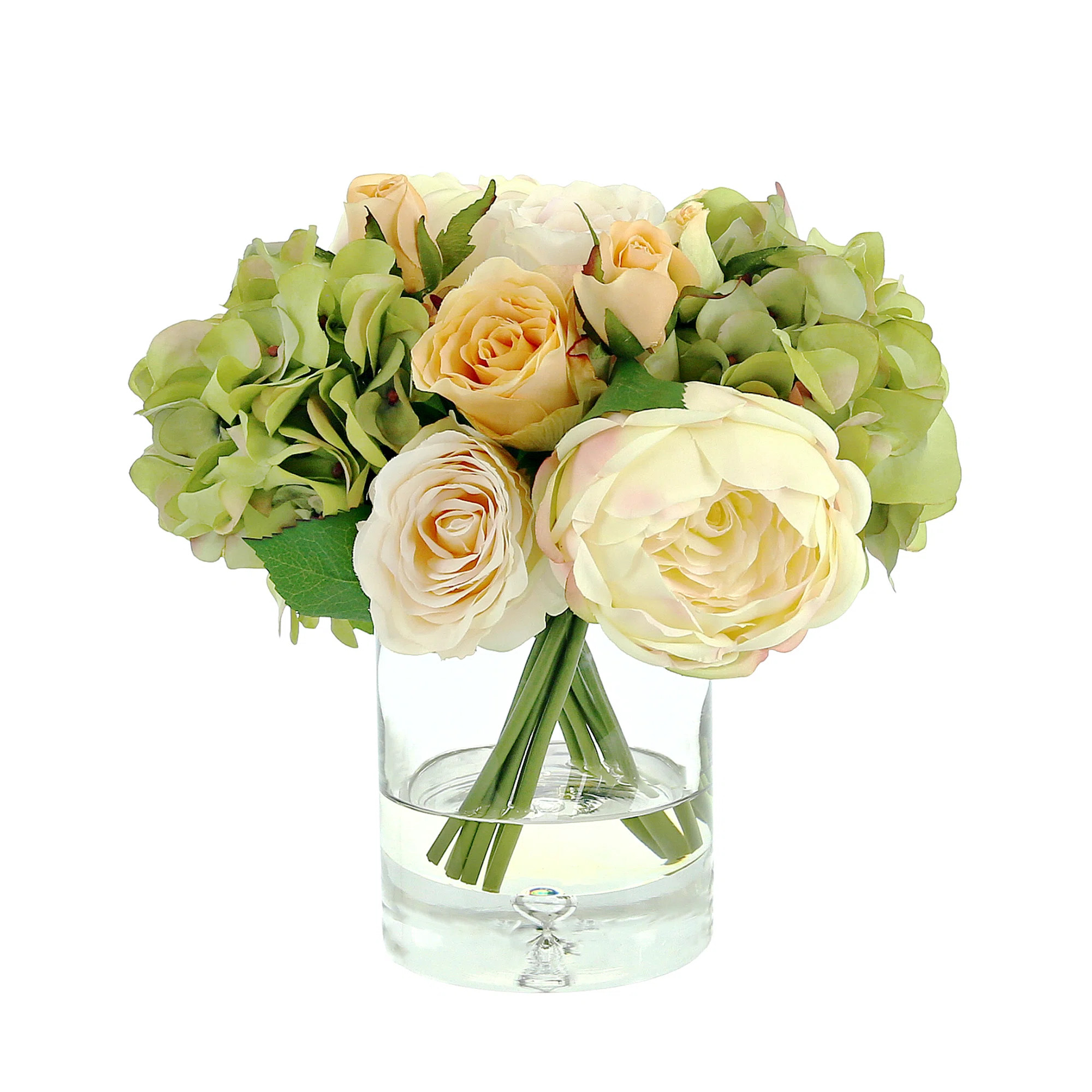 Mixed Floral Arrangement with Roses, Peonies and Hydrangeas | Wayfair North America