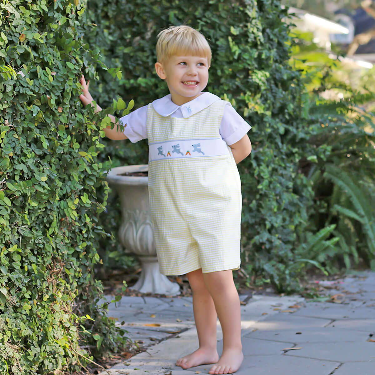 Hoppy Bunnies Smocked Jon Jon | Classic Whimsy