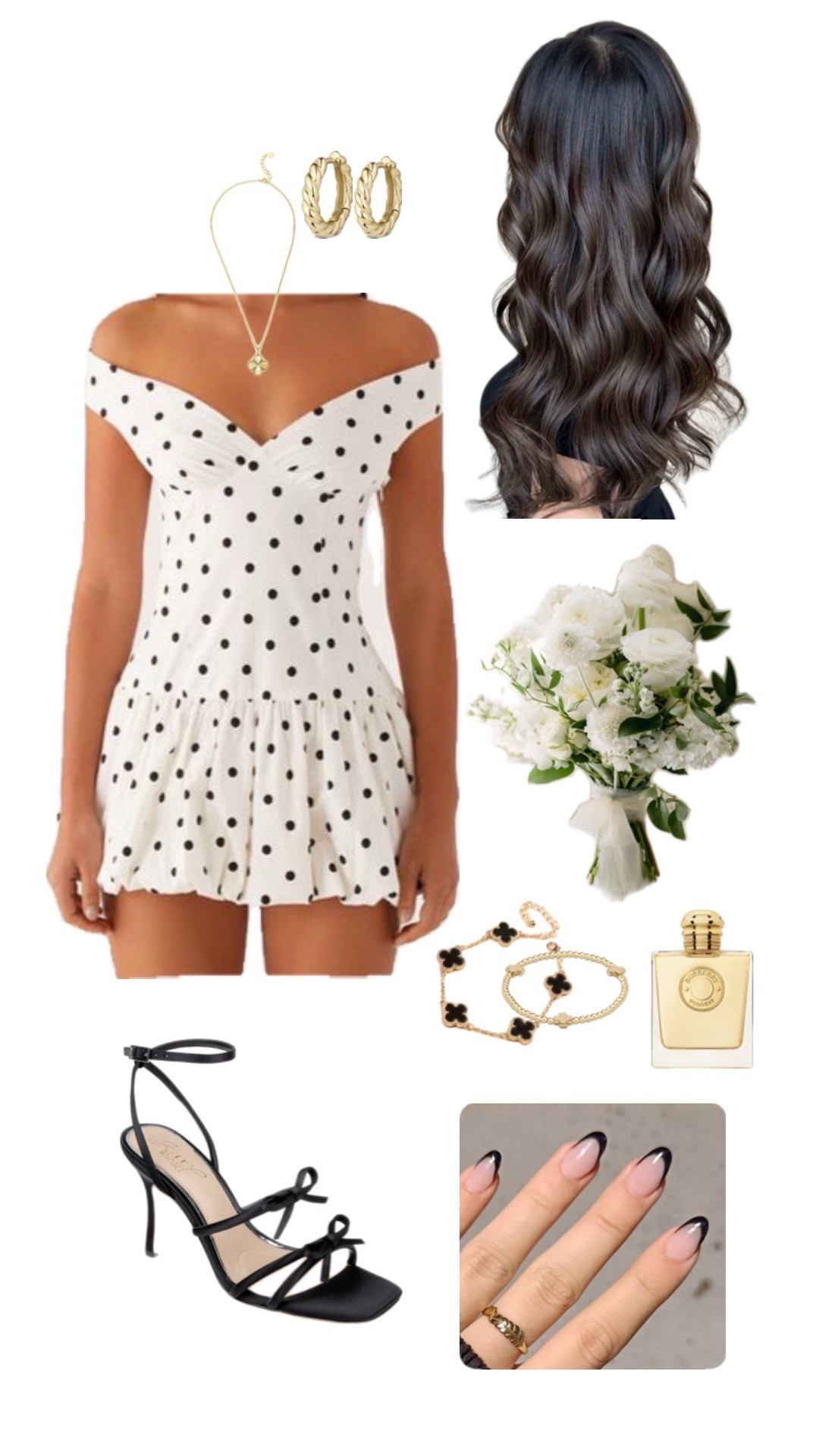 Polka dots never go out of style 🤍🖤 This off-the-shoulder ruffle mini dress paired with strappy black heels, chic gold jewelry, and soft curls is the perfect look for homecoming, date night, or any special event. Add a fresh floral bouquet and a little black French tip manicure for the ultimate classy vibe ✨

homecoming dress inspo, polka dot dress, black and white outfit, off the shoulder mini dress, ruffle dress, strappy black heels, chic gold jewelry, black french tip nails, feminine outfit ideas, date night style, wedding guest dress inspo, girly outfit ideas, elegant outfits, hair inspo curls, classy outfit aesthetic

#LTKParties #LTKStyleTip #LTKWedding