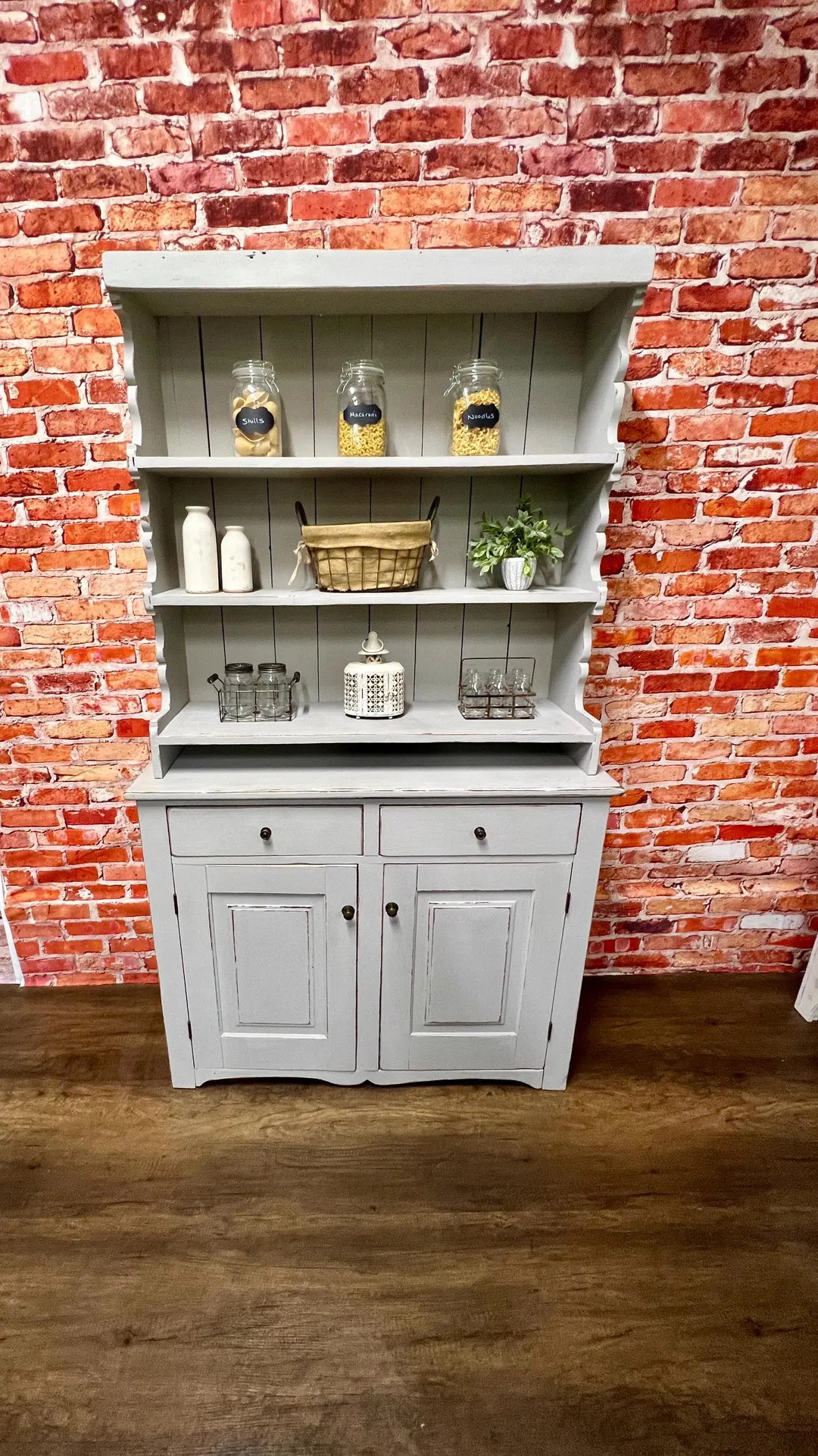 Antique Farmhouse Gray Hutch / Display Cabinet - Etsy | Etsy (US)