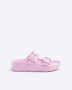 Girls pink buckle sandals | River Island (UK & IE)