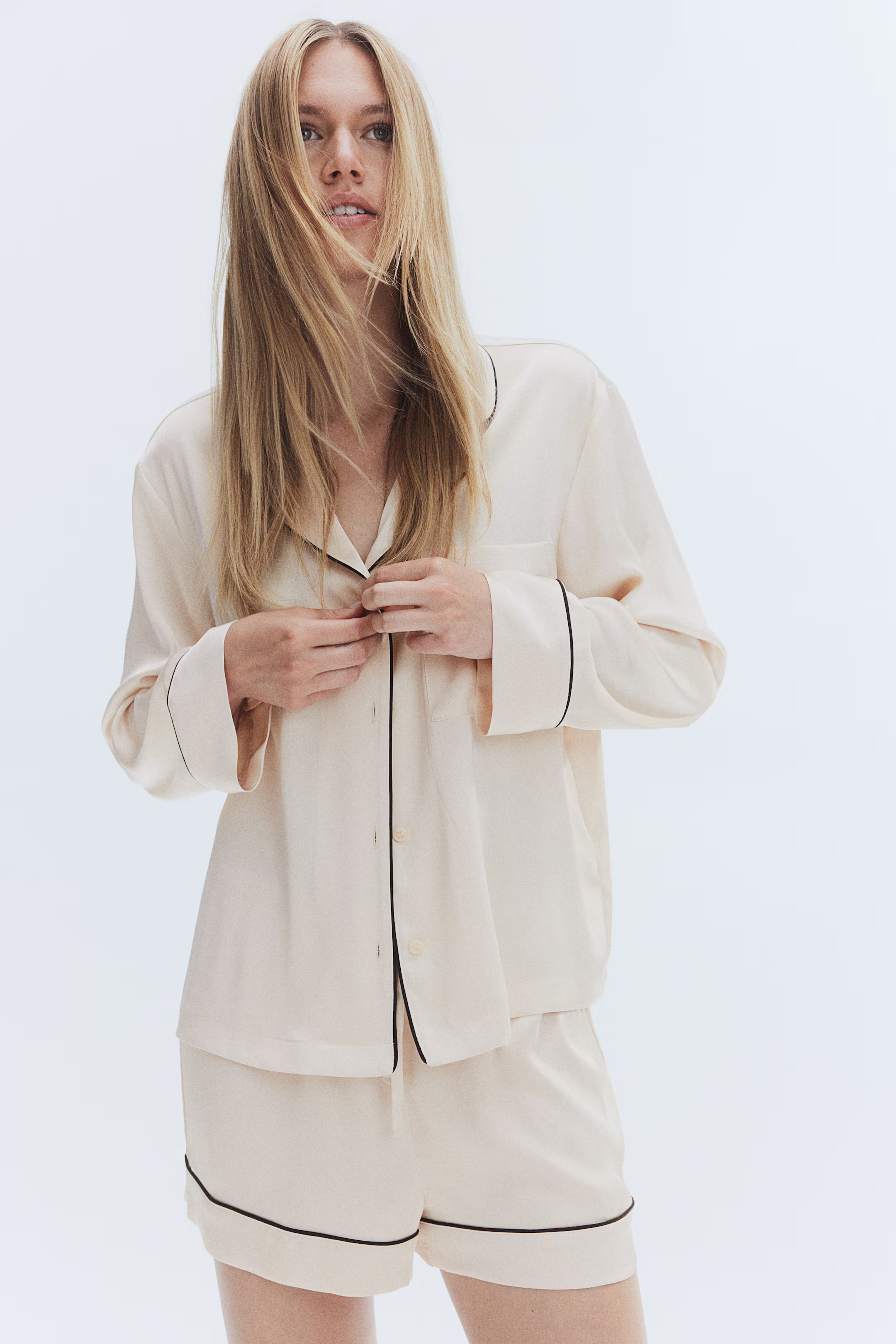 Satin Pajamas - Light beige - Ladies | H&M US | H&M (US + CA)