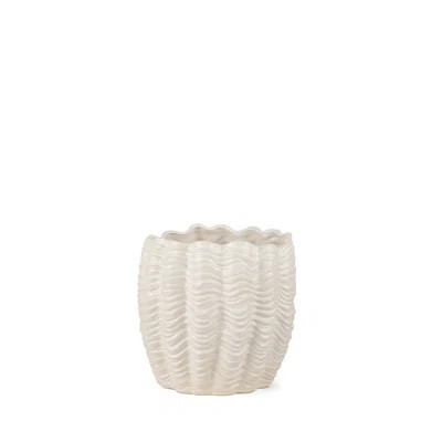 11" Cream Ceramic Sculptural Waves Table Vase | Wayfair North America