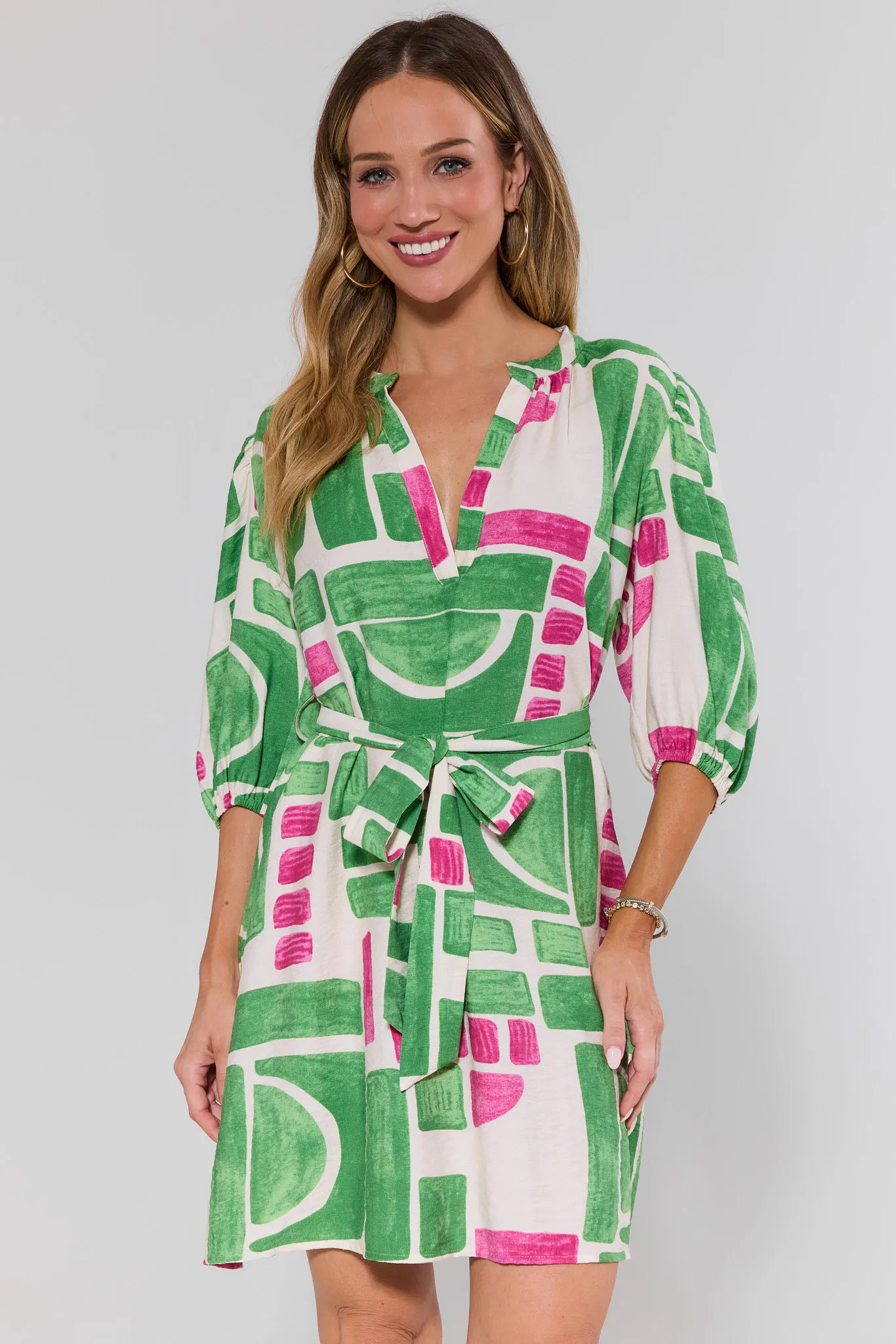Barbara Green Printed Short Dress | Avara