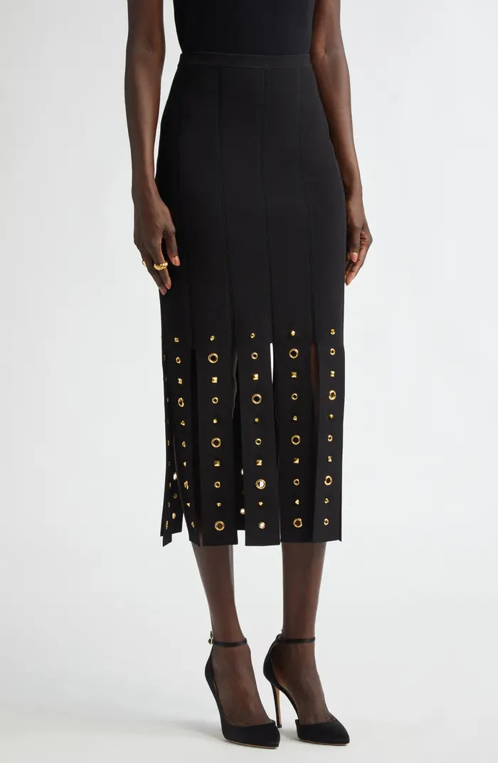 St. John Collection Grommet Studded Car Wash Knit Skirt | Nordstrom | Nordstrom