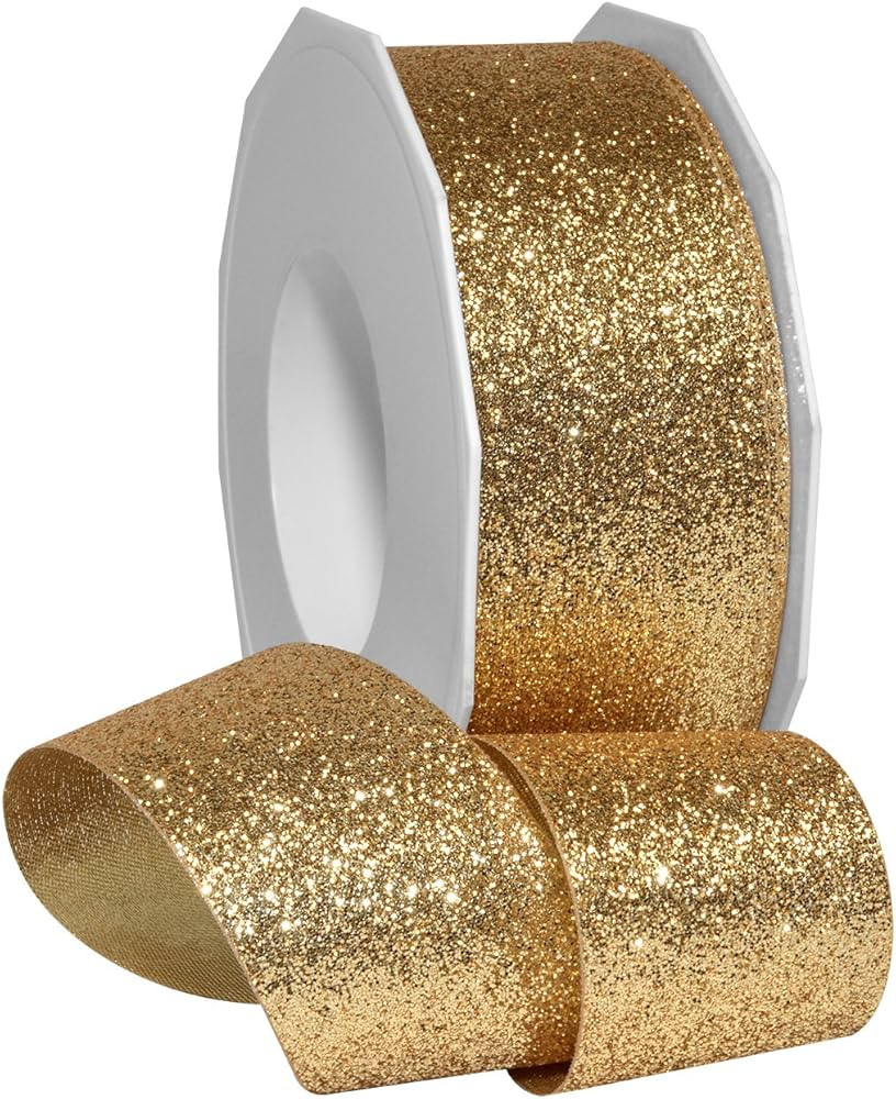 Amazon.com: Morex Ribbon 98509/25-634 Metallic Princess Glitter, 1-1/2" x 25 yd, Gold | Amazon (US)