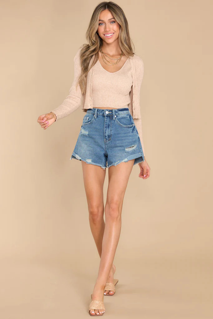 Sight Of Sweetness Oatmeal Tank Top And Cardigan Set | Red Dress 