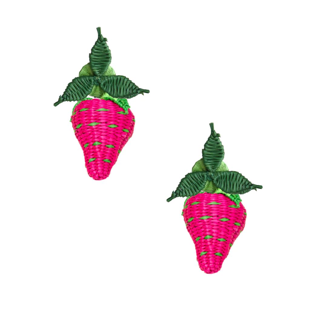 Rattan Strawberry Drop Earrings | Neely Phelan