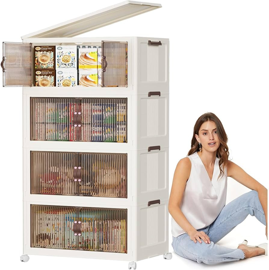 YFXCVSL Stackable Storage Bins, Collapsible Storage Bins, Storage Bins with Lids, Closet Organize... | Amazon (US)