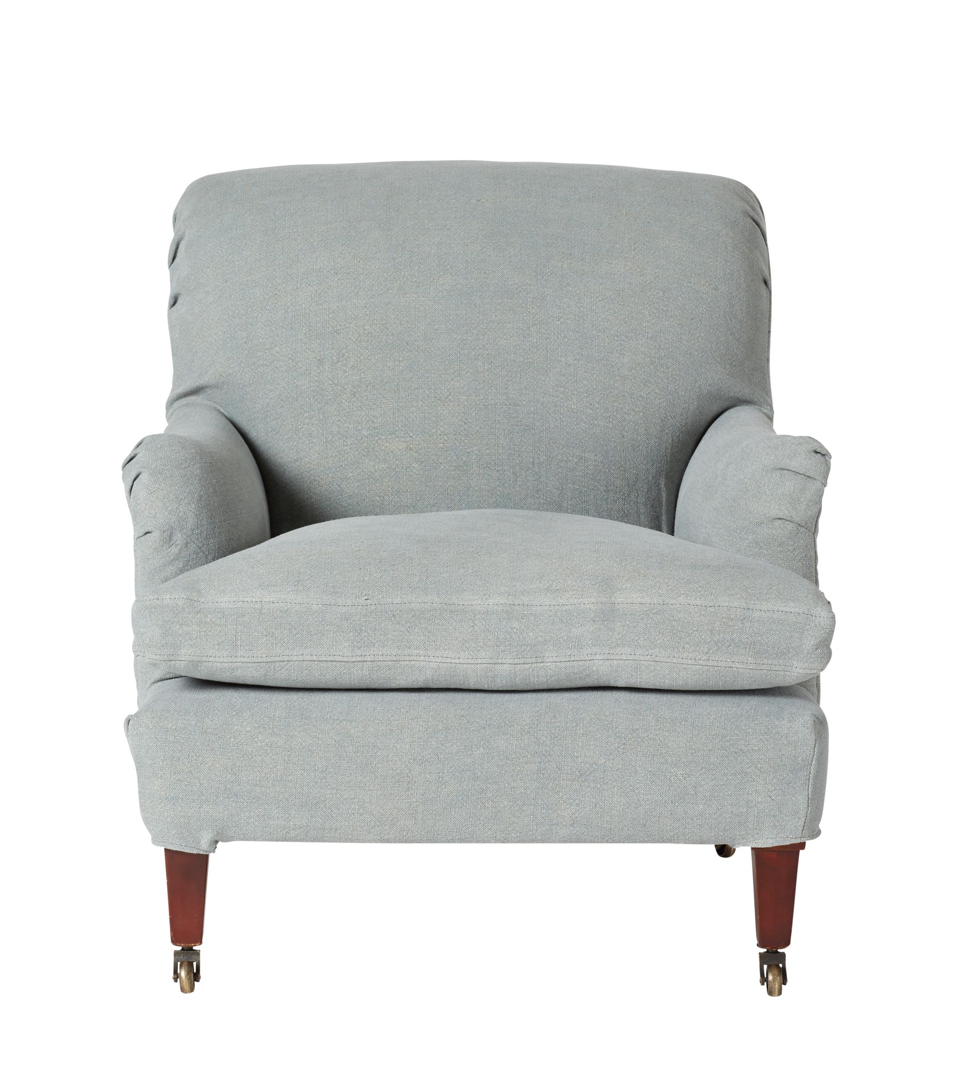Coleridge Armchair With Linen Slip Cover - Ice Blue | OKA US