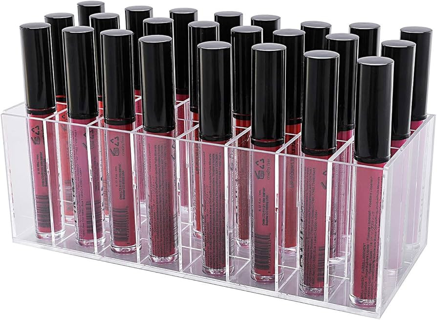 lureme Lip Gloss Holder Organizer, Lipgloss Display Case Box, 24 Spaces Clear Acrylic Makeup Orga... | Amazon (US)