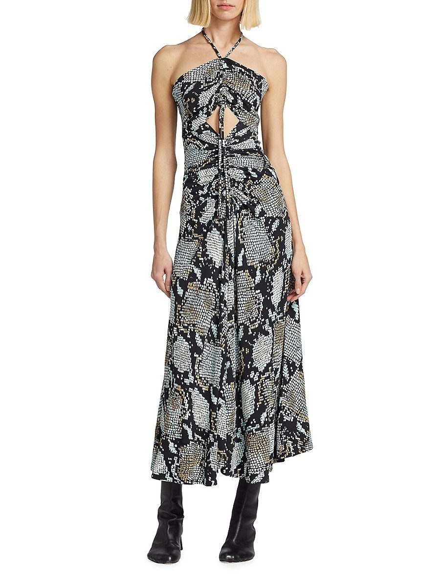 Proenza Schouler Women's Snakeskin-Printed Halter Maxi Dress - Black Multi - Size 6 | Saks Fifth Avenue OFF 5TH