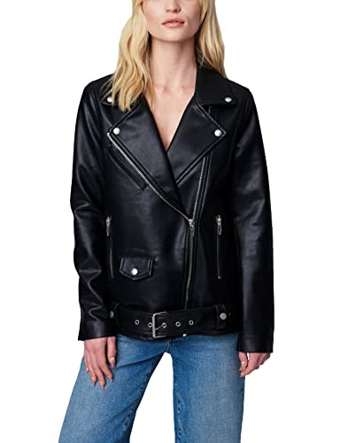 [BLANKNYC] Women's Long Relaxed Vegan Leather Moto Jacket, Beginner's Luck, MD | Amazon (US)