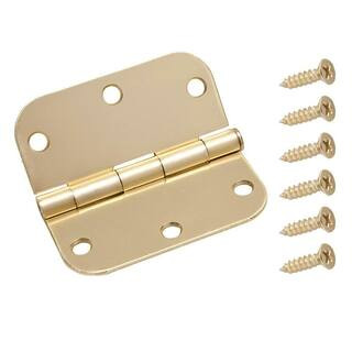 3-1/2 in. x 5/8 in. Radius Satin Brass Door Hinge | The Home Depot