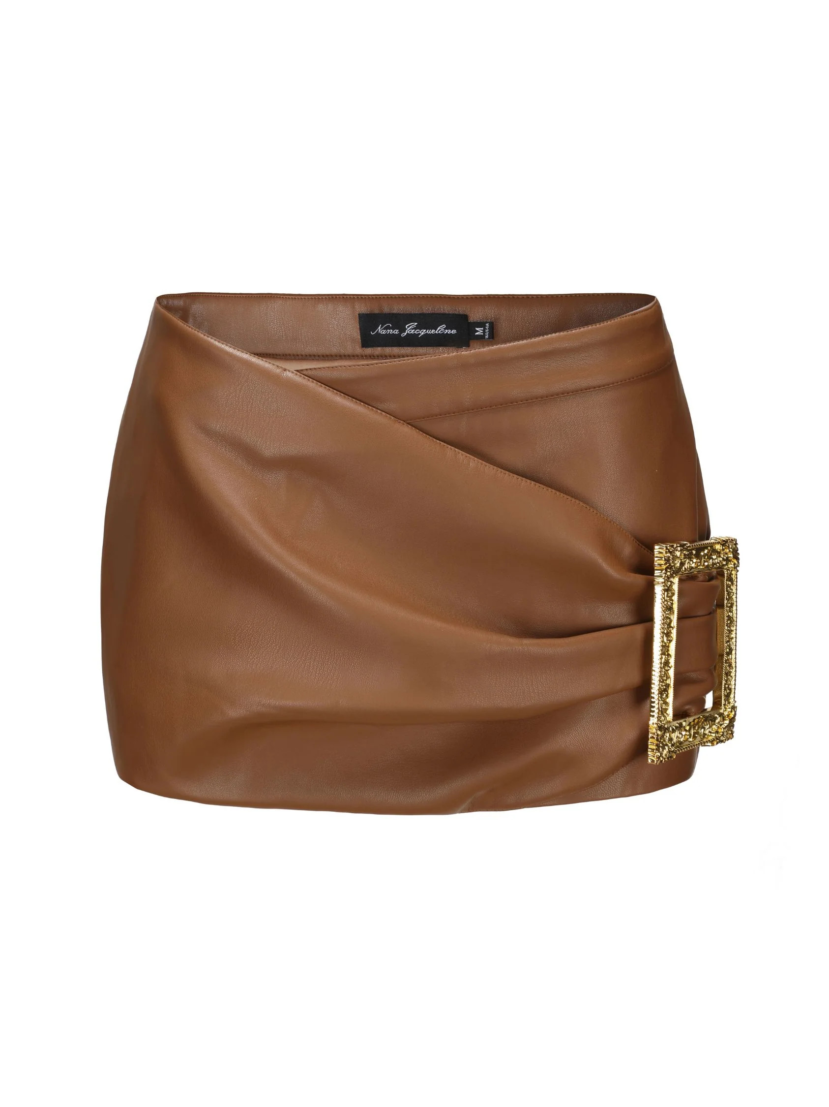 Miranda Leather Mini Skirt (Brown) | Nana Jacqueline