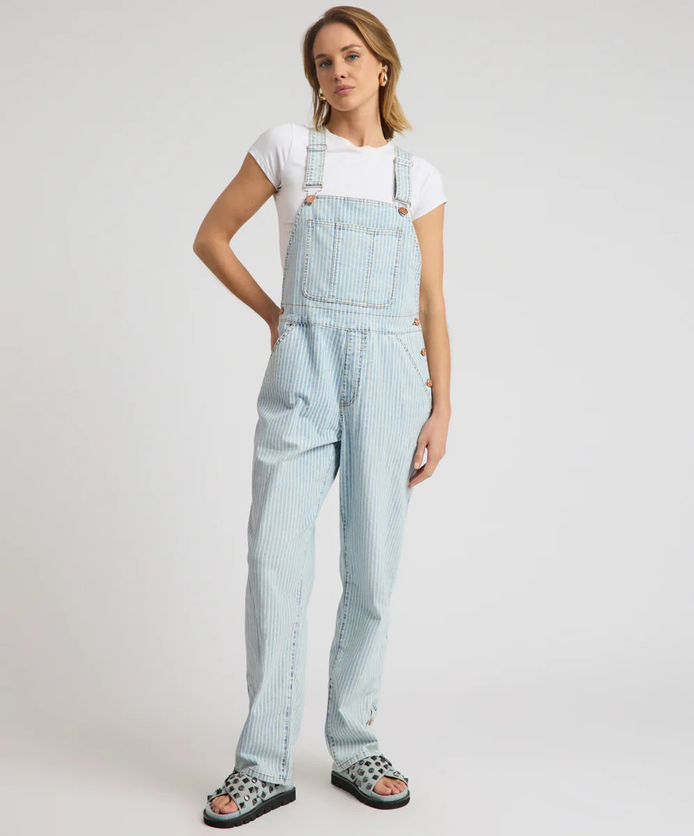 Painters Classic Long Length Denim Overalls - Summer Stripe | One Teaspoon | OneTeaspoon