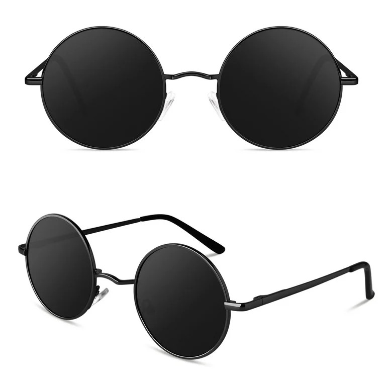 Sunier Round Sunglasses Retro 70s Polarized Hippie Lennon Metal Frame Men Women - Walmart.com | Walmart (US)