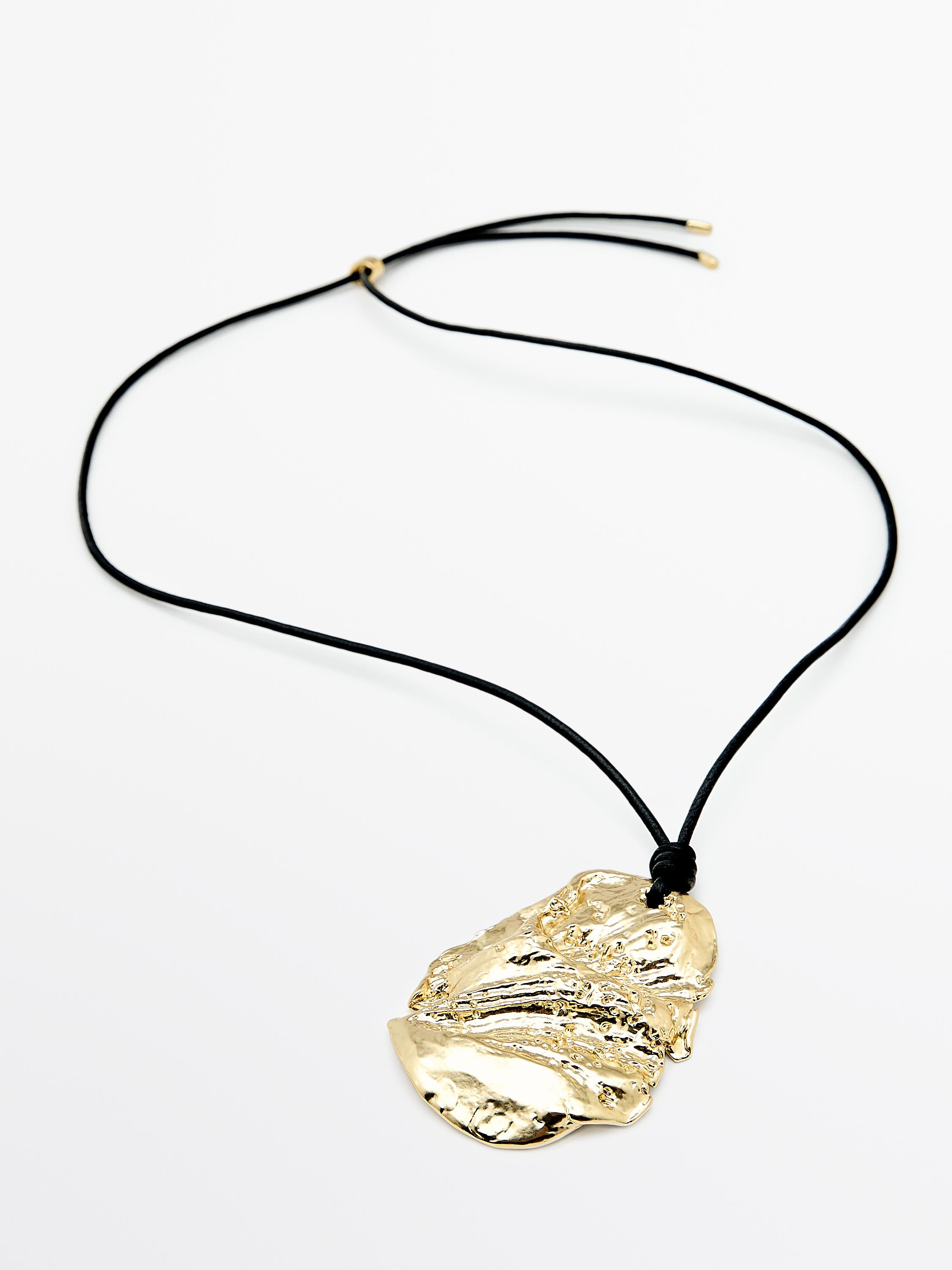 Leather cord necklace with fossil pendant | Massimo Dutti US
