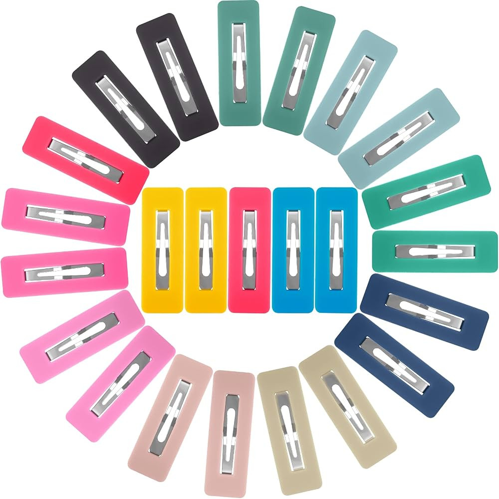 PAGOW 24Pcs Acrylic Metal Snap Hair Clips for Women, 12 Multicolor Rainbow Square Hair Clips, Hai... | Amazon (US)