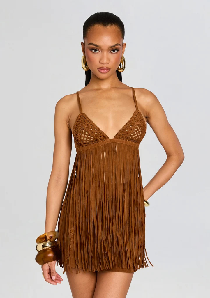Jacinta Suede Fringe Bra | Retrofete