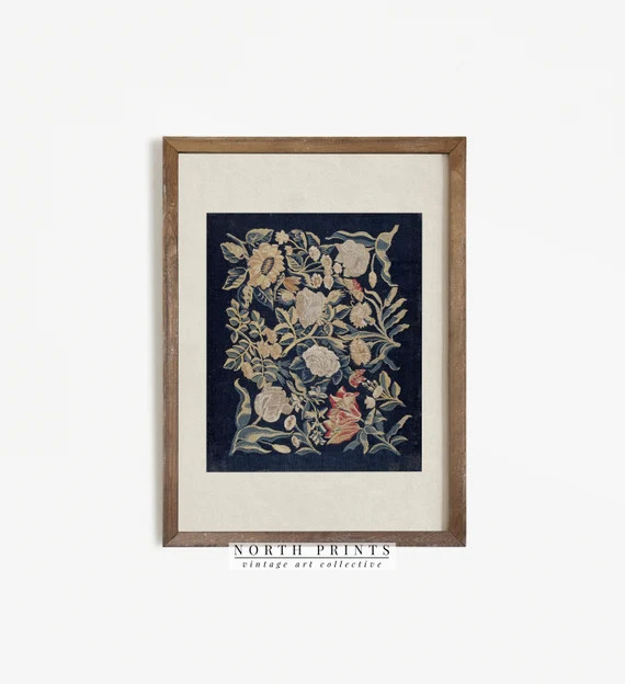Vintage Textile Wall Art | Floral Rug Pattern Art Print | PRINTABLE Downloadable Digital | 906 | Etsy (US)