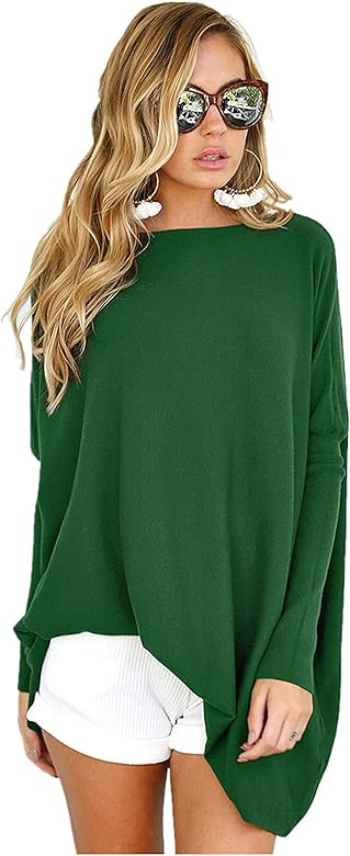 Women's Tunic Tops for Leggings Oversized Shirts Casual Batwing Long Sleeve Loose Pullover Tops T... | Amazon (US)