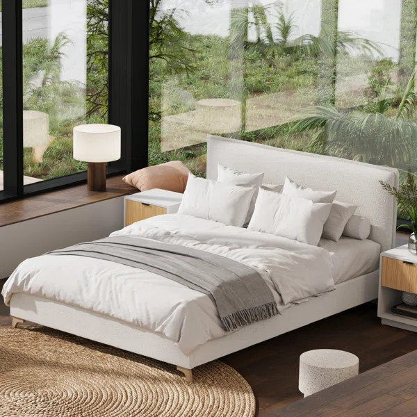 Pelham Flange Edge Boucle Bed Frame | Wayfair North America