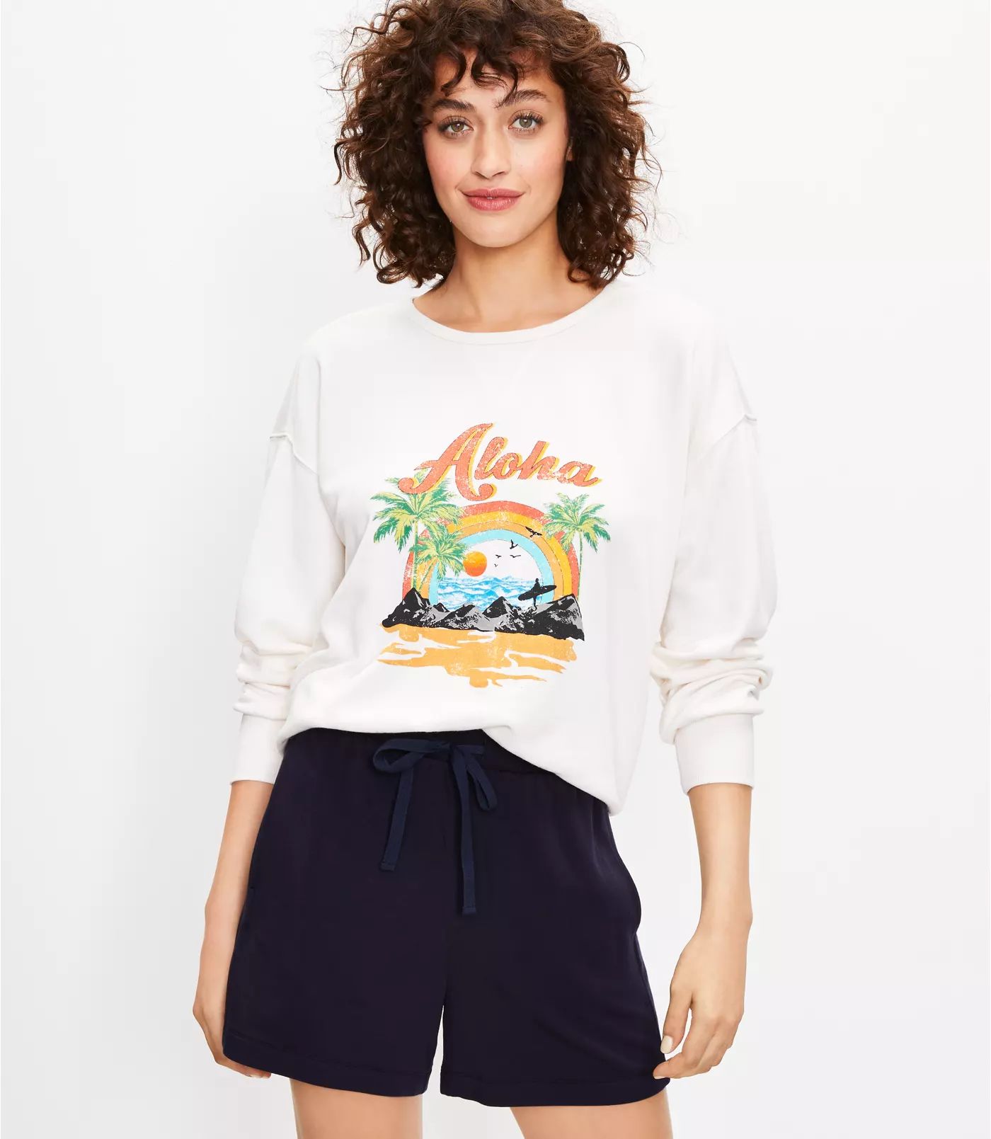 Lou & Grey Aloha Cozy Cotton Terry Sweatshirt | LOFT | LOFT