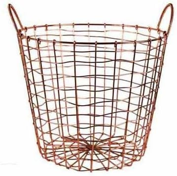 Wire Storage Basket and Waste Bin – Copper Plated Metal Bin with Two Handles for Office, Bedroo... | Amazon (US)