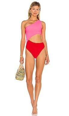 BEACH RIOT Celine Color Block One Piece in Pink & Red from Revolve.com | Revolve Clothing (Global)