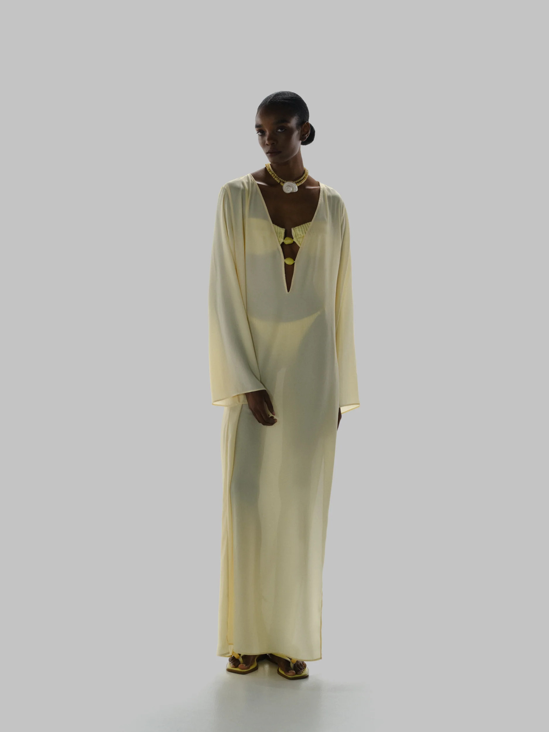 Luna Maxi Cover Up Yellow in Chiffon - Spring Summer 26 | BAOBAB INT