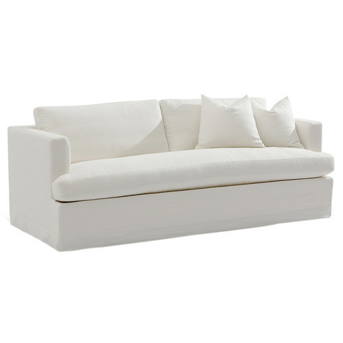 Cayman 3 Seater Linen-Blend Slipcover Sofa Colour: White | Temple & Webster AU