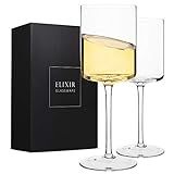 Edge Wine Glasses, Modern & Elegant Square Glass Set of 2, Large Red Wine or White Wine Glass - Uniq | Amazon (US)