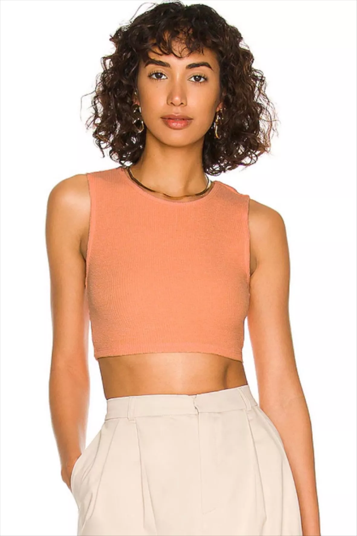 Lydia Cropped Tank in Peach curated on LTK