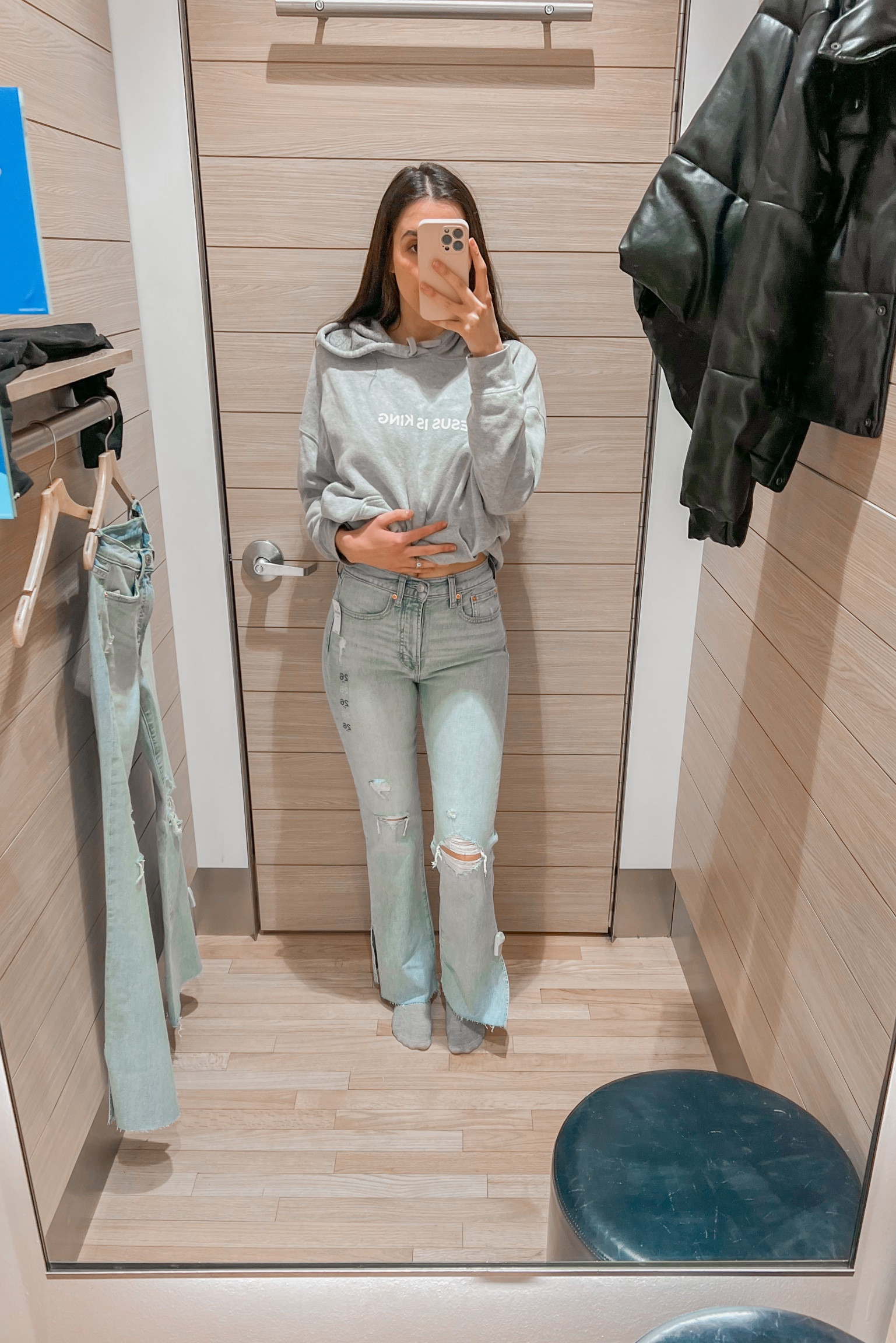 Gap jeans! These fit so amazing! Not the same hoodie but I found some similar! 

#LTKsalealert #LTKSale #LTKFind