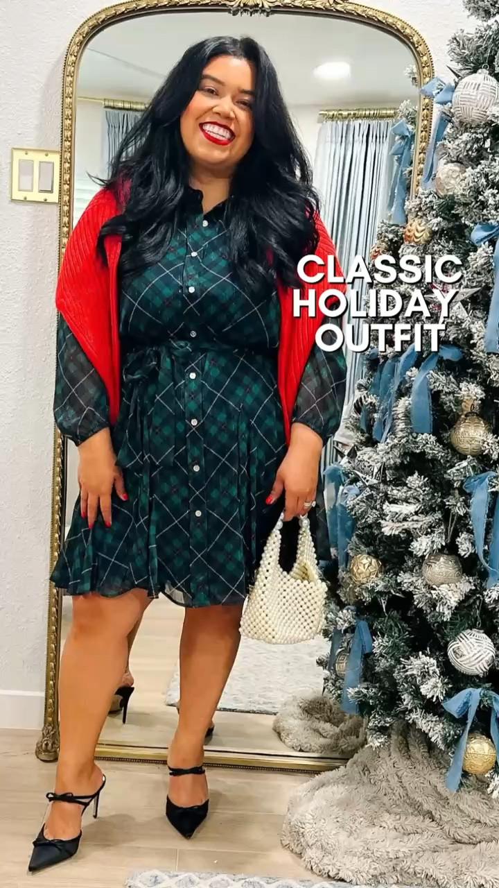 I absolutely love this tartan plaid dress by Tommy Hilfiger. It’s got gold threading throughout very pretty buttons on it and the skirt does this very cute flowy bouncy thing at the bottom. 

I also paired it with these jewel by Badgley Mischka heels also from Macy’s.

This is like quintessentially me for the holiday season. I think you could pair this with tights even the fleece line type if it were really cool outside. 

Holiday look, classic look, plus size fashion, tartan dress, Smiles and pearls, holiday outfit, holiday dress, winter wedding guest, gifts for her

#LTKHoliday #LTKCyberWeek #LTKPlusSize