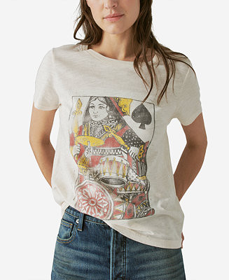 Women's Cotton Queen Of Spades Boyfriend Tee | Macy's