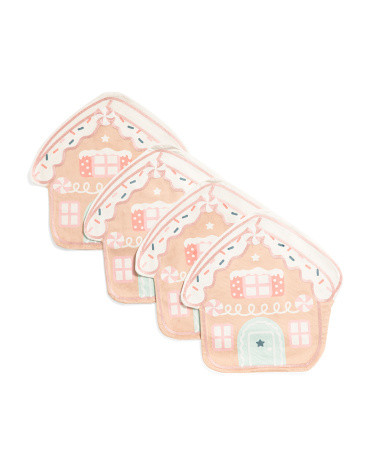 4pk Gingerbread Embroidered Velvet Placemats | TJ Maxx