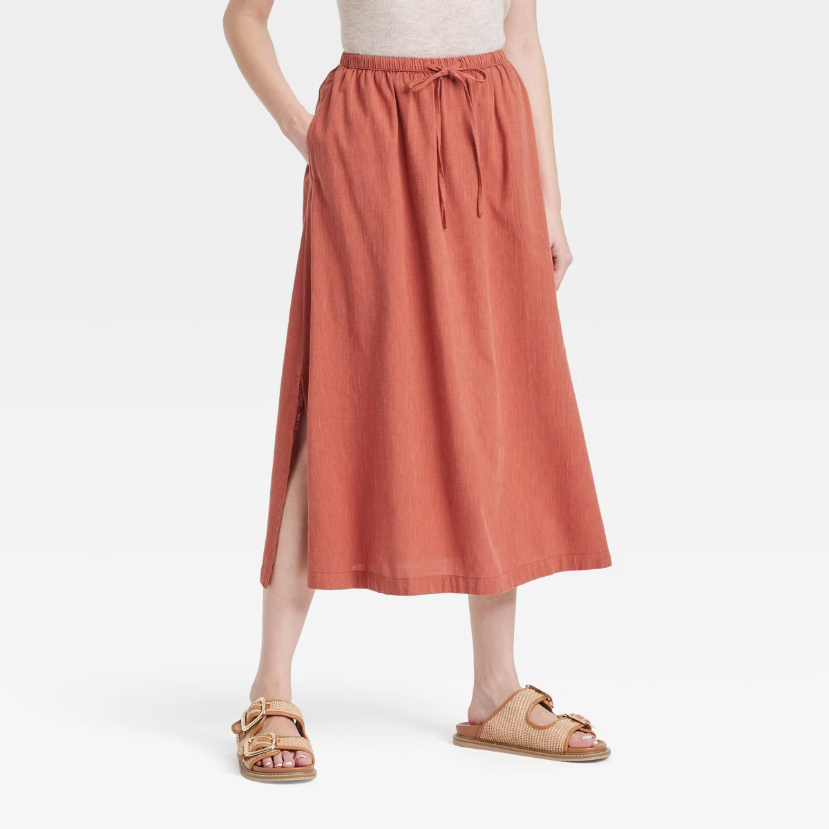 Women's Tie-Front Midi A-Line Skirt - Universal Thread™ | Target